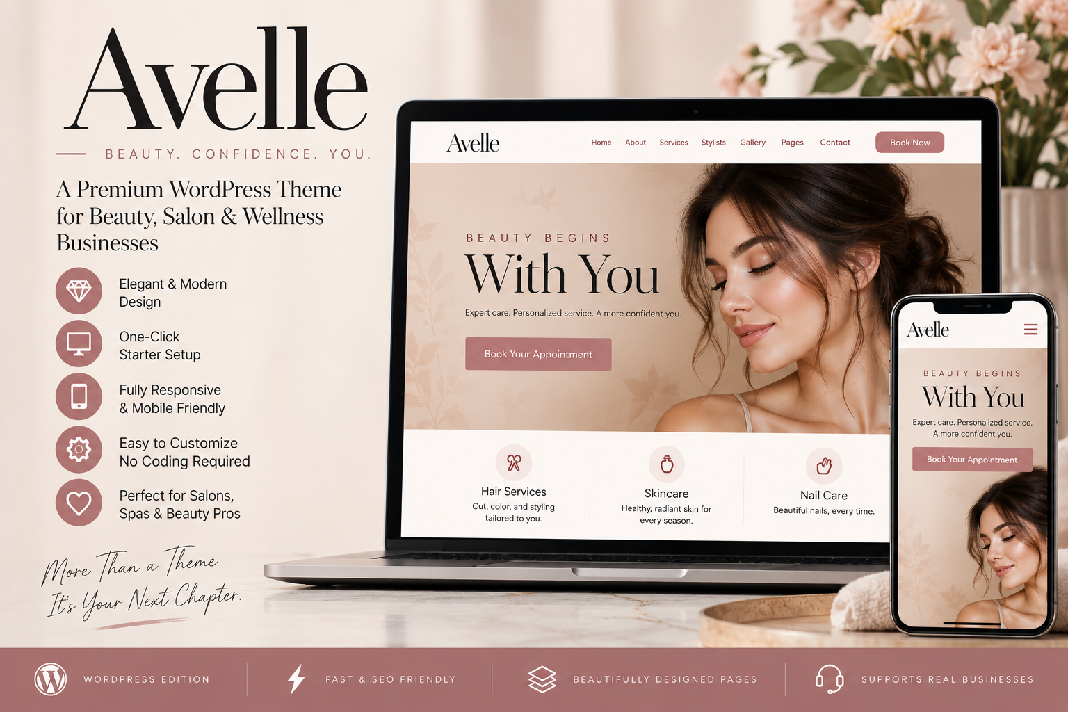 Avelle Beauty WordPress Theme for Salons and Beauty Professionals